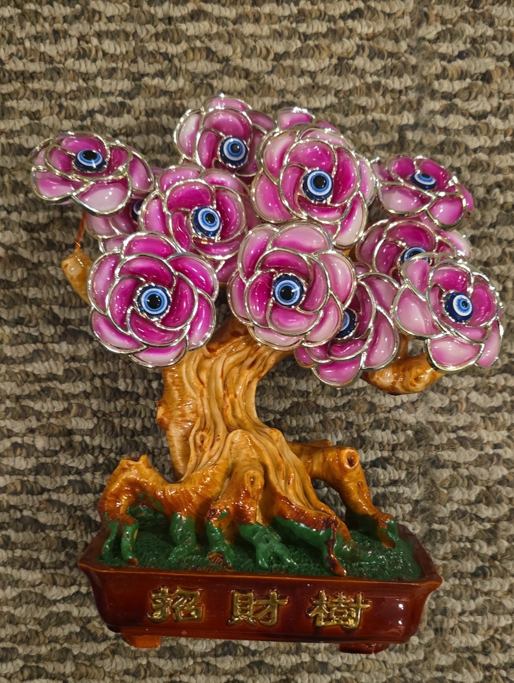 Pink Flower Blossom Feng Shui Money Tree Sculpture
